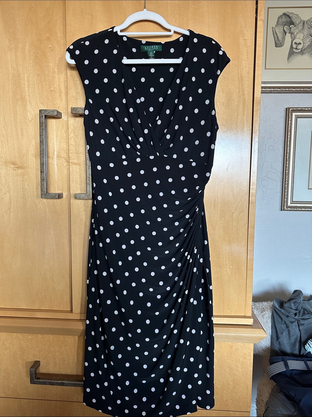 Lauren Ralph Lauren Black and White Polka Dot Midi Dress